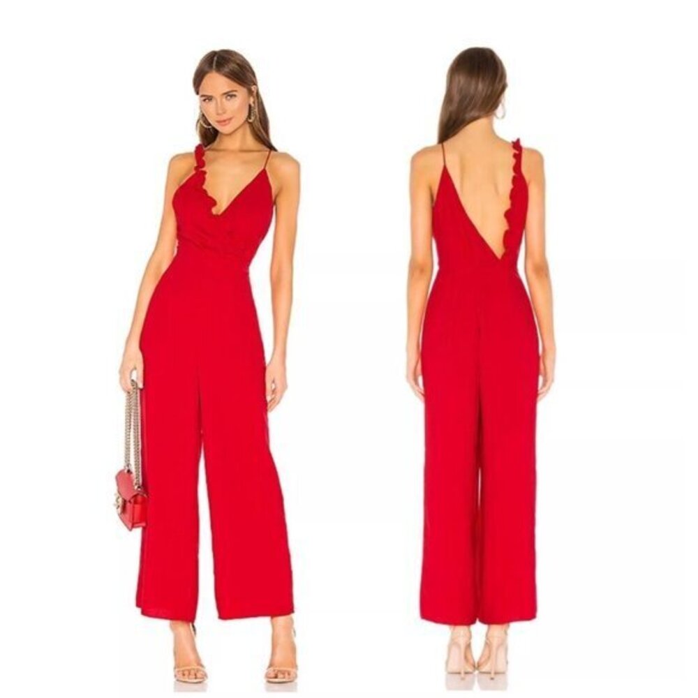 Keepsake The Label Women's Cherry Red Forget You Jumpsuit, Size Large NWT